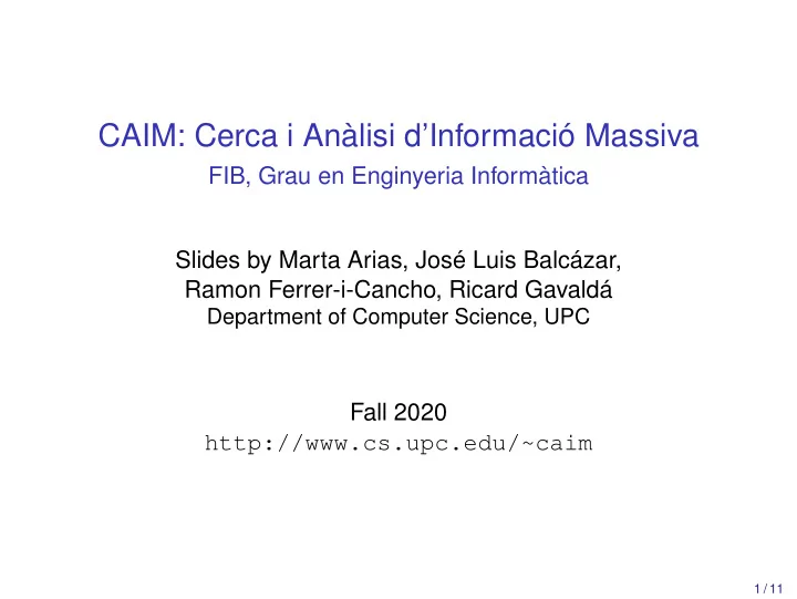 caim cerca i an lisi d informaci massiva