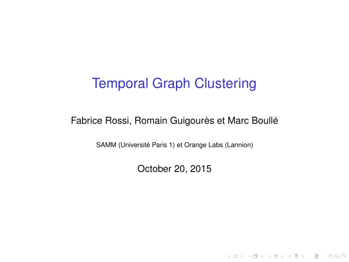 temporal graph clustering