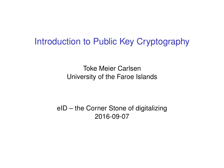 introduction to public key cryptography
