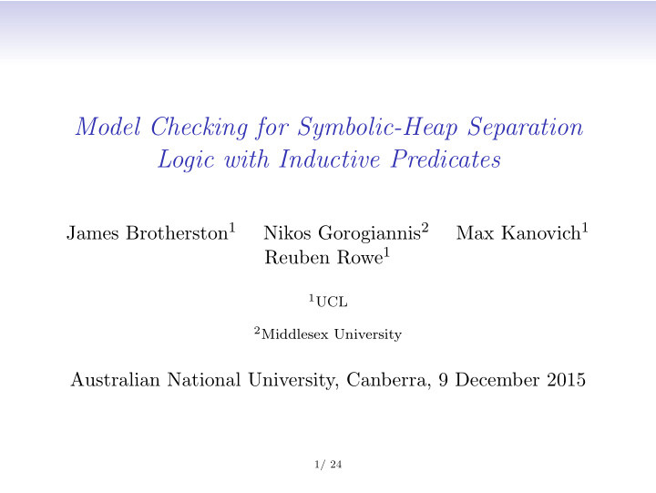 model checking for symbolic heap separation logic with