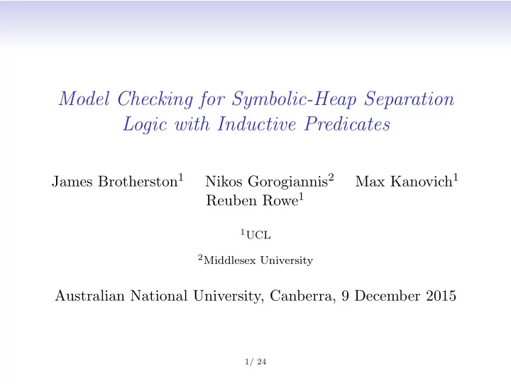 model checking for symbolic heap separation logic with