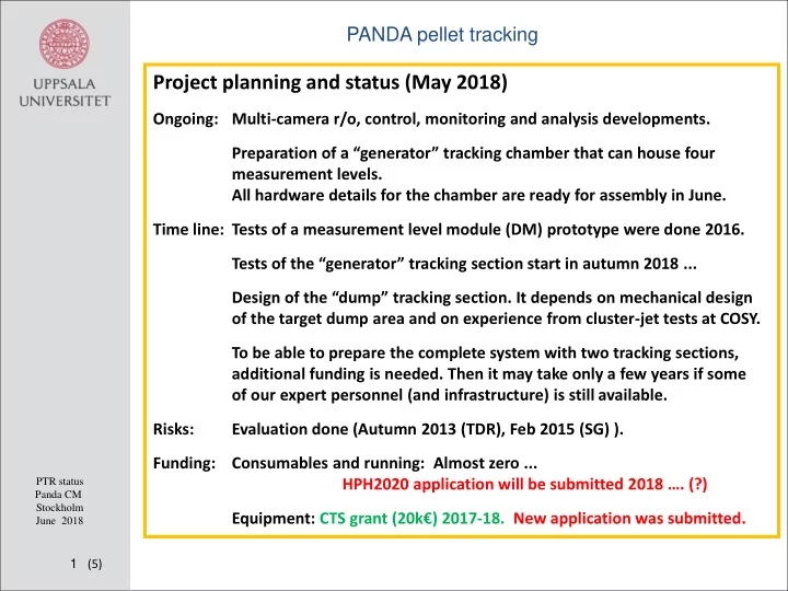 project planning and status may 2018