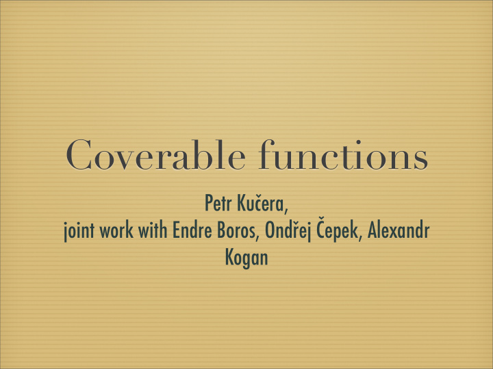 coverable functions