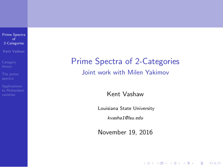 prime spectra of 2 categories