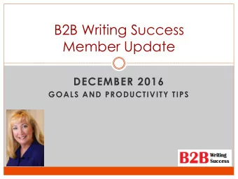 Member Update  DECEMBER 2016  GOALS AND PRODUCTIVITY TIPS  December 2016 Member Update  Goals