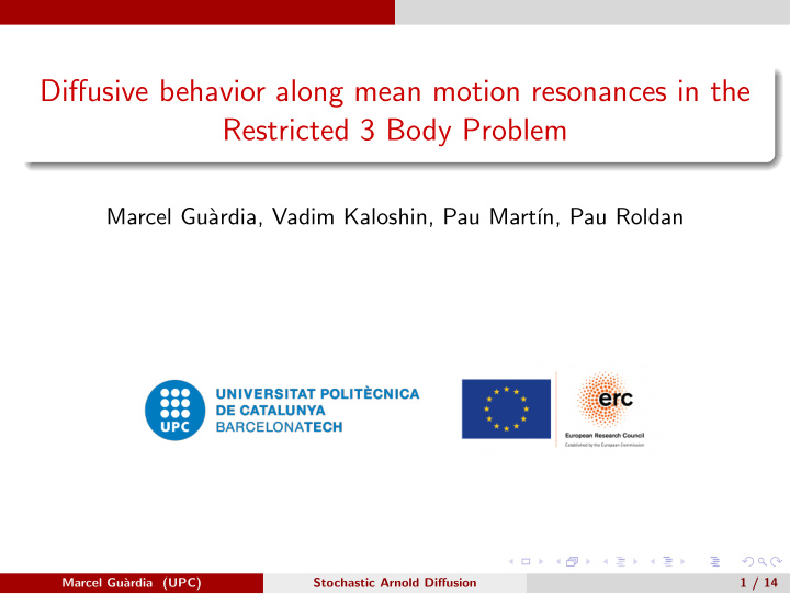 diffusive behavior along mean motion resonances in the