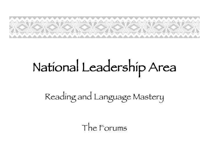 national leadership area national leadership area