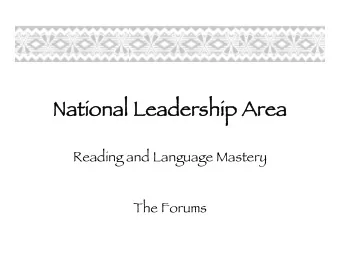 National Leadership Area  National Leadership Area  Reading and Language Mastery  The Forums