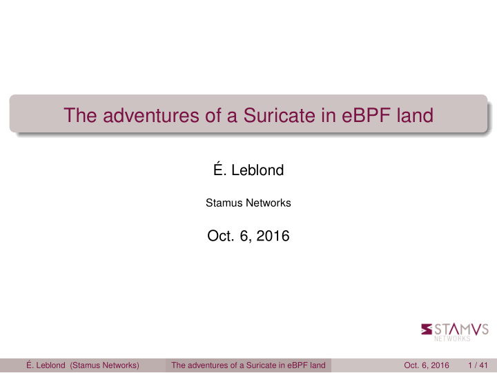 the adventures of a suricate in ebpf land