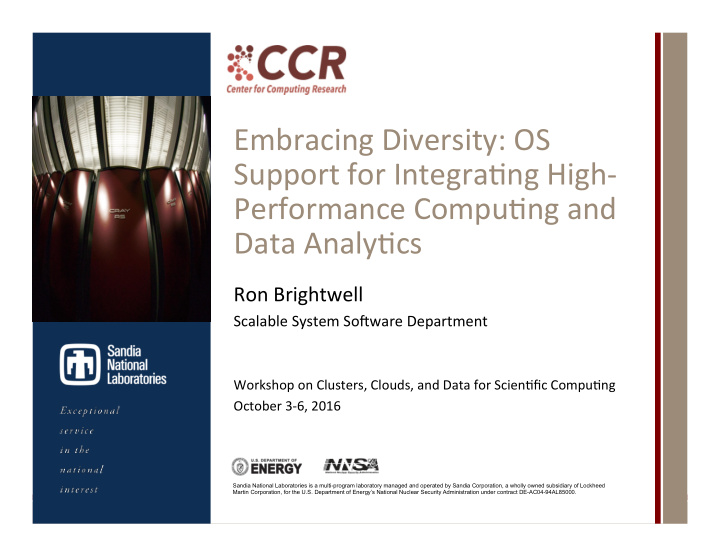 embracing diversity os support for integra9ng high