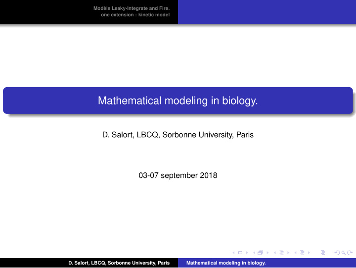 mathematical modeling in biology