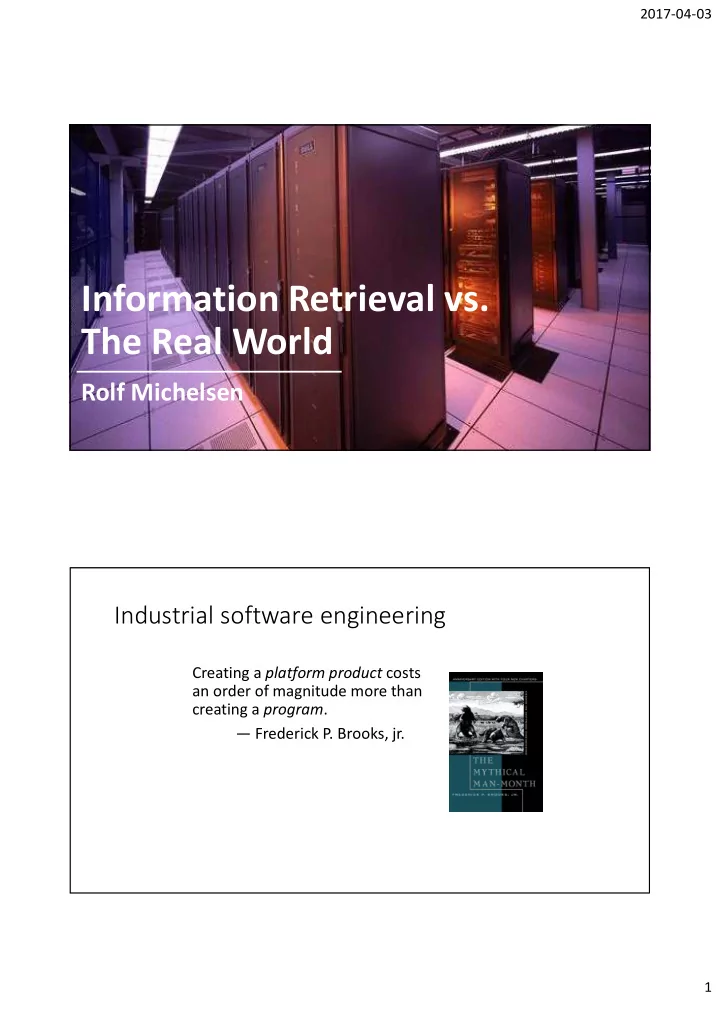 information retrieval vs the real world
