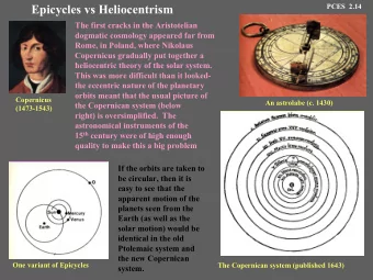 Epicycles vs Heliocentrism  PCES  2.14  The first cracks in the Aristotelian  dogmatic cosmology