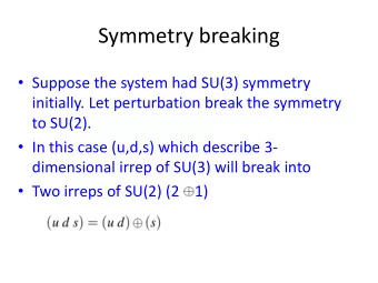 Symmetry breaking  Suppose the system had SU(3) symmetry  initially. Let perturbation break the