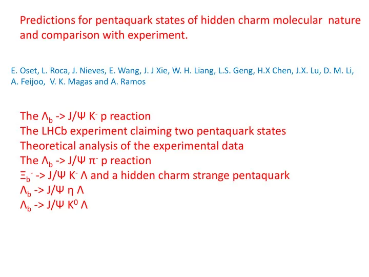 predictions for pentaquark states of hidden charm