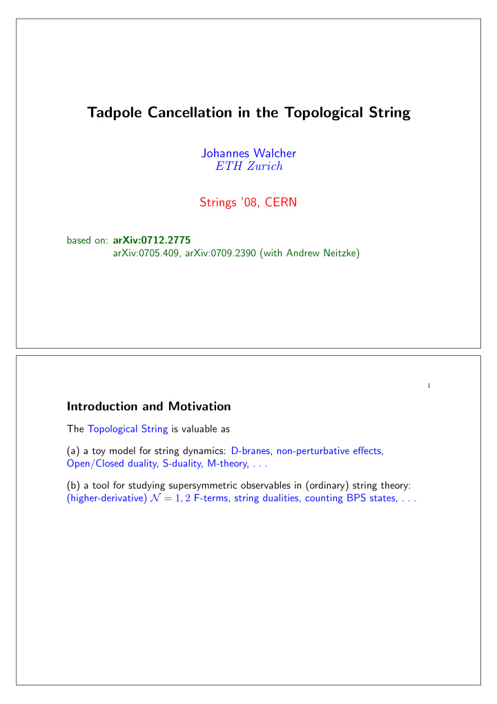 tadpole cancellation in the topological string