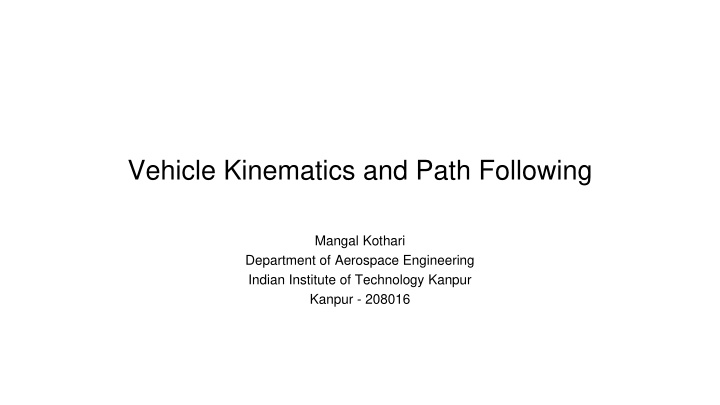 vehicle kinematics and path following