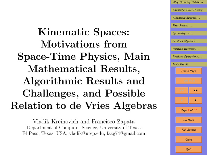 kinematic spaces