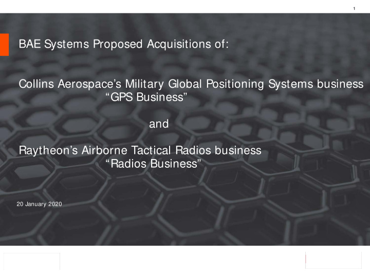 bae systems proposed acquisitions of collins aerospace s