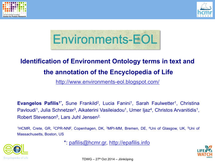 the annotation of the encyclopedia of life http