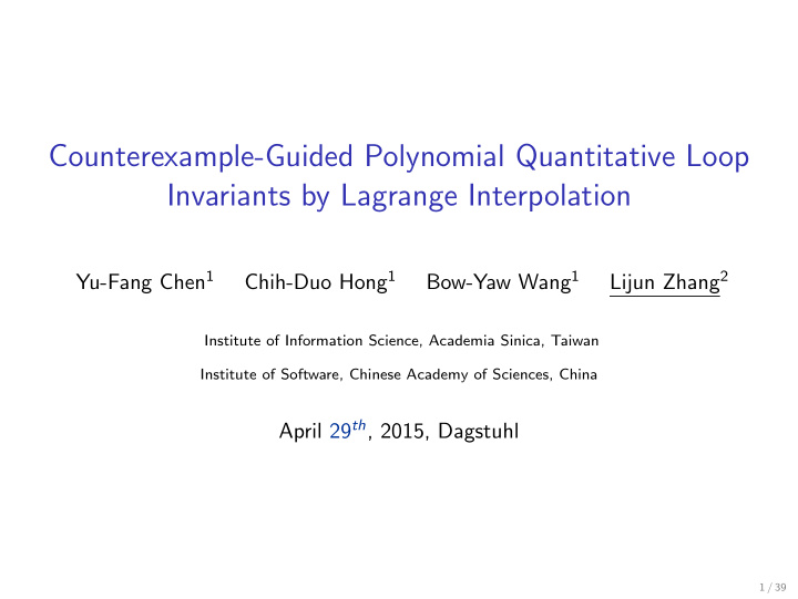 counterexample guided polynomial quantitative loop