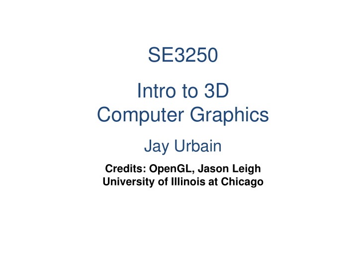 se3250 intro to 3d computer graphics