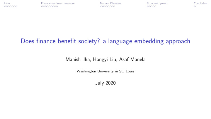 does finance benefit society a language embedding approach