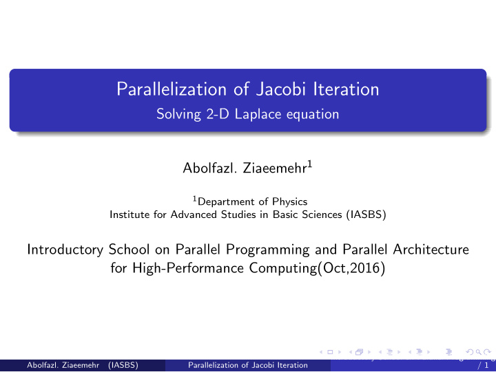 parallelization of jacobi iteration