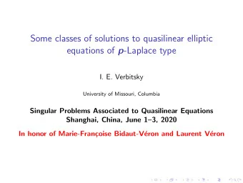 Some classes of solutions to quasilinear elliptic equations of p -Laplace type  I. E. Verbitsky