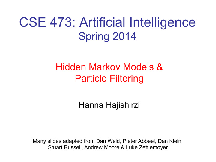 cse 473 artificial intelligence