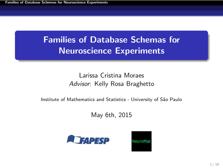 families of database schemas for neuroscience experiments
