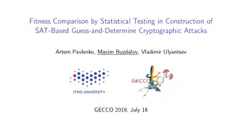 Fitness Comparison by Statistical Testing in Construction of  SAT-Based Guess-and-Determine