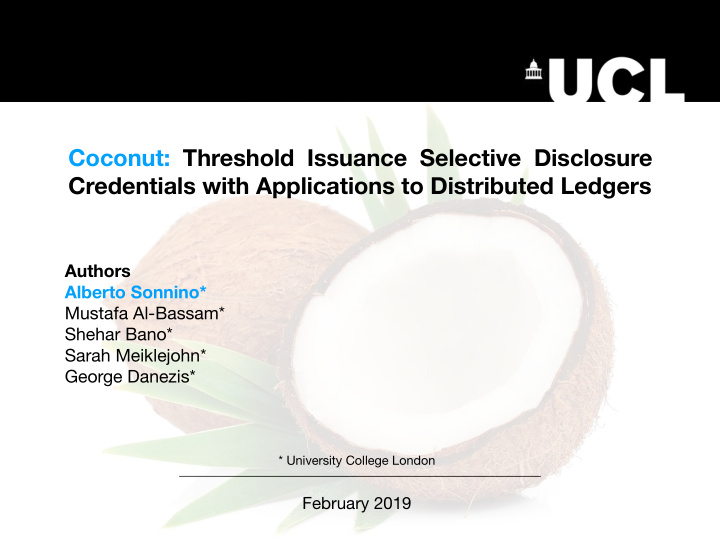 coconut threshold issuance selective disclosure