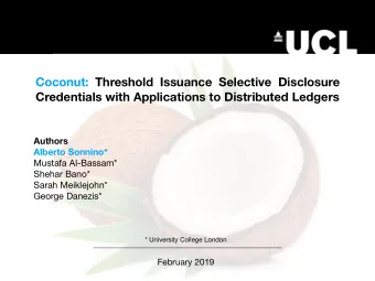 Coconut: Threshold Issuance Selective Disclosure  Credentials with Applications to Distributed