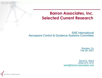 Barron Associates, Inc.  Selected Current Research  SAE International  Aerospace Control &amp;
