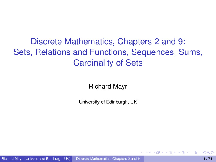 discrete mathematics chapters 2 and 9 sets relations and