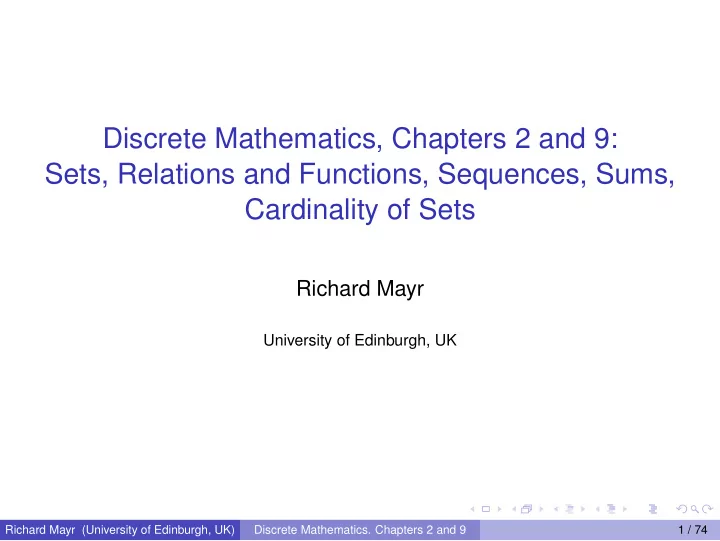 discrete mathematics chapters 2 and 9 sets relations and
