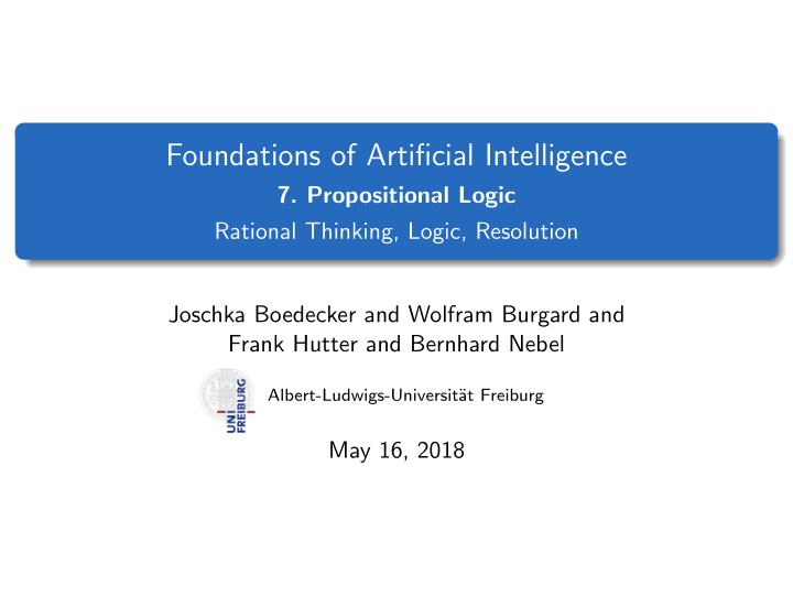 foundations of artificial intelligence