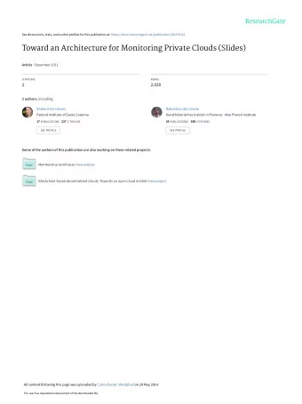 Toward an Architecture for Monitoring Private Clouds (Slides) Article  December 2011  CITATIONS