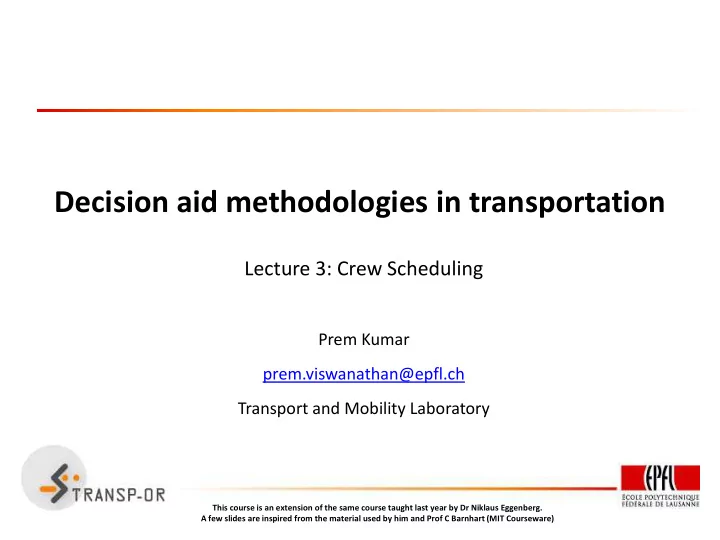decision aid methodologies in transportation