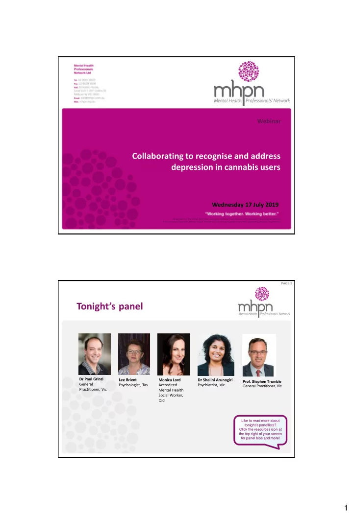 tonight s panel