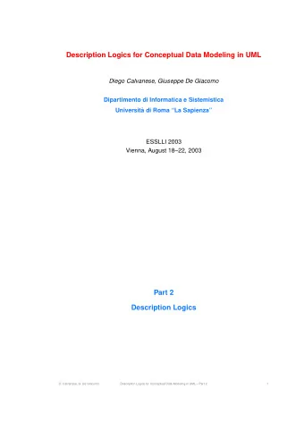 Description Logics for Conceptual Data Modeling in UML  Diego Calvanese, Giuseppe De Giacomo