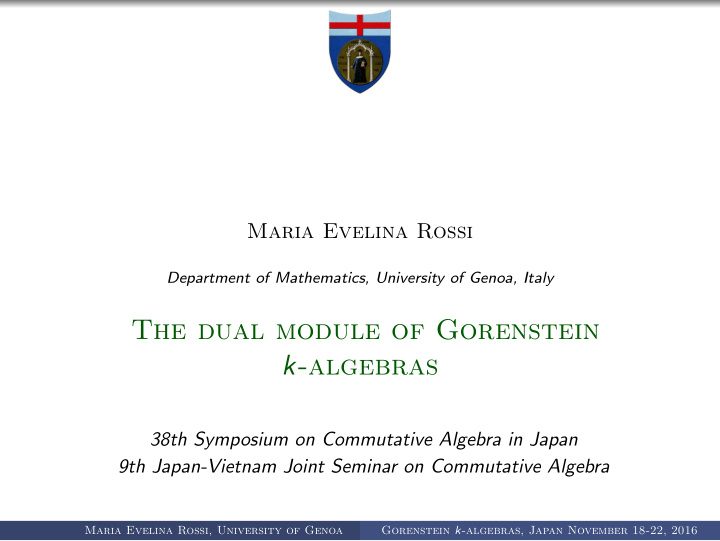 the dual module of gorenstein k algebras