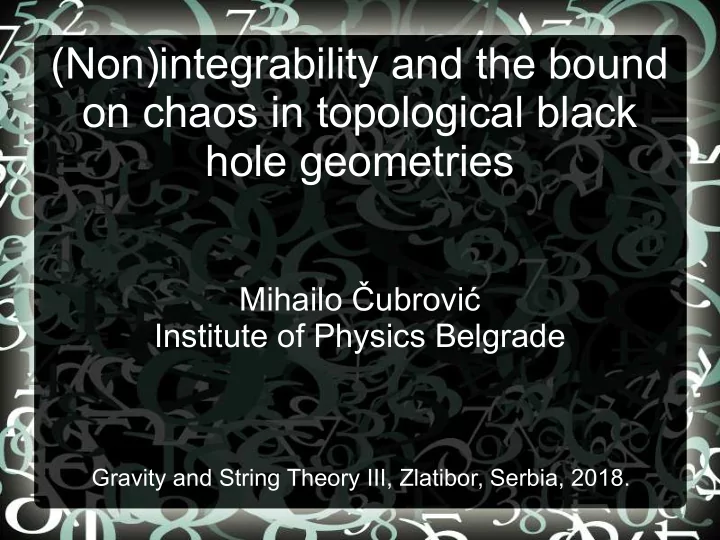 non integrability and the bound on chaos in topological