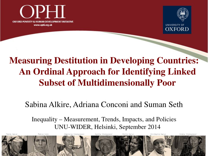 measuring destitution in developing countries an ordinal