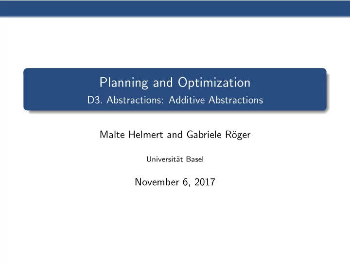 planning and optimization