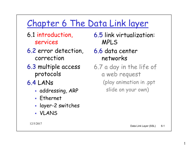 chapter 6 the data link layer