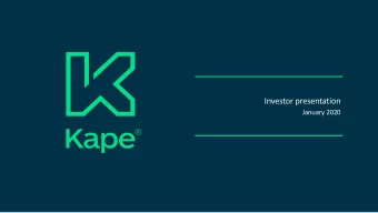 Investor presentation  January 2020  Disclaimer  The information contained in these slides and  The