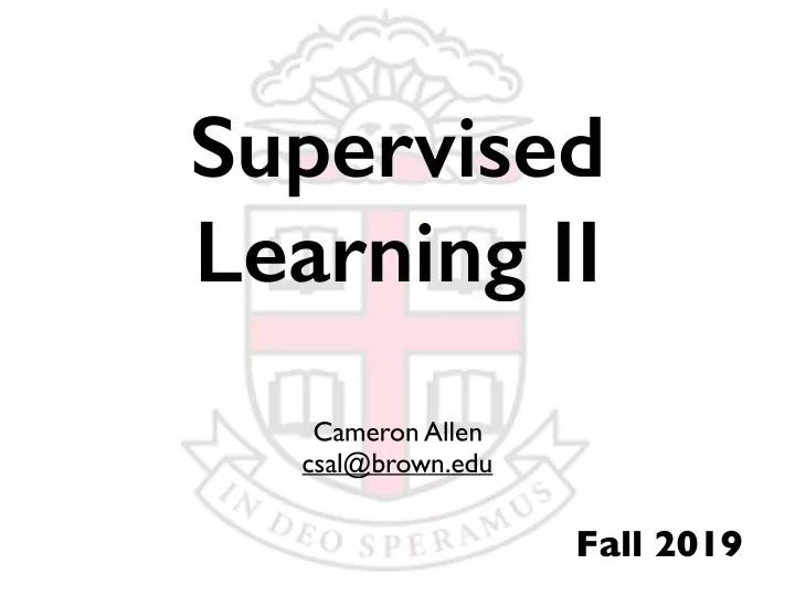 supervised learning ii