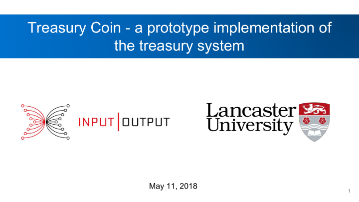treasury coin a prototype implementation of the treasury